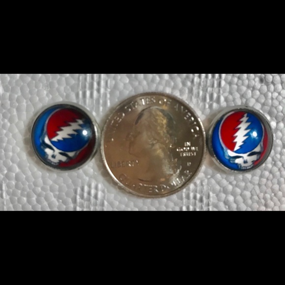 Grateful Dead Steal Your Face Stud Earrings - Picture 2 of 4